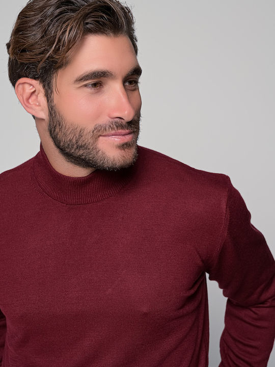 Ben Tailor Men's Long Sleeve Sweater Turtleneck Burgundy