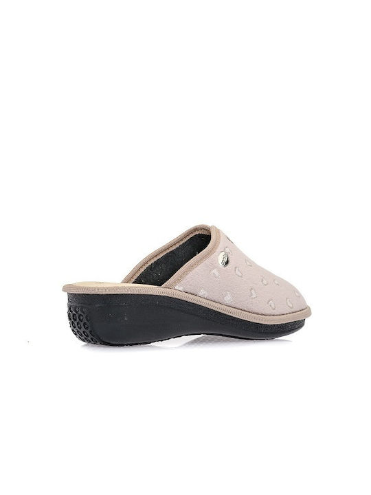 Anatomical Leather Women's Slippers Beige