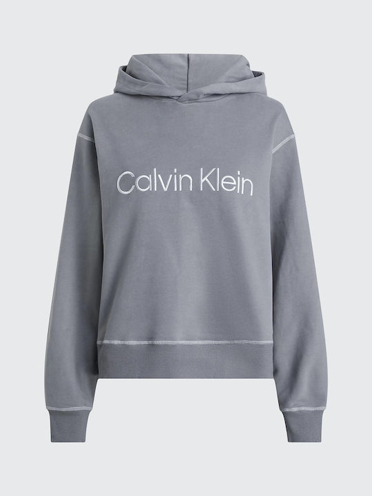 Calvin Klein Χειμερινή Γυναικεία Βαμβακερή Μπλούζα Πιτζάμας Γκρι