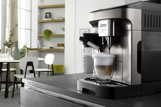 De'Longhi Magnifica Evo Αυτόματη Μηχανή Espresso 1450W Πίεσης 15bar για Cappuccino με Μύλο Άλεσης Ασημί ECAM290.81.TB