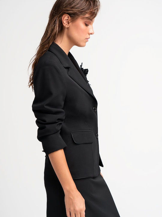 Veto Women's Crepe Waisted Blazer Black