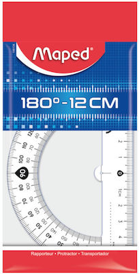 Maped Protractor Plastic Transparent 12cm with Handle Essential Cristal