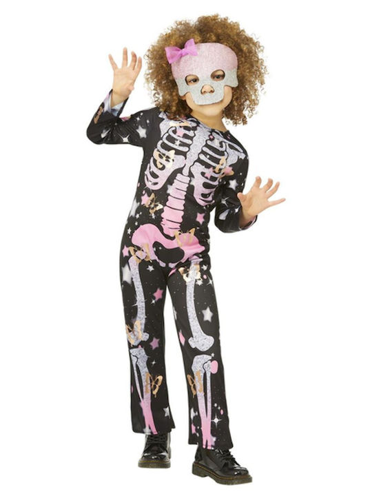 Kids Carnival Costume Skeleton Rose Sparkle