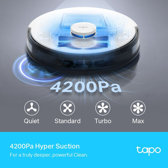 TP-LINK Tapo RV30 Plus Aspirator Robot pentru Aspirare & Spălare cu Cartografiere și Wi-Fi Albă