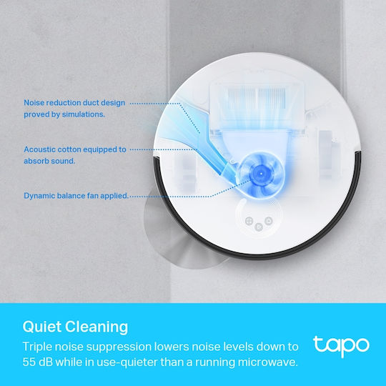 TP-LINK Tapo RV30 Plus Aspirator Robot pentru Aspirare & Spălare cu Cartografiere și Wi-Fi Albă