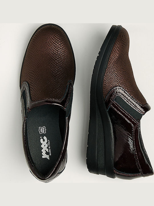 Ανατομικά Γυναικεία Slip-On Δερμάτινα Μπορντό