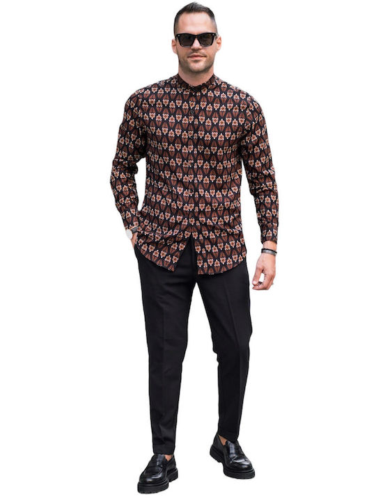 Vittorio Artist Men's Shirt Long Sleeve Brown