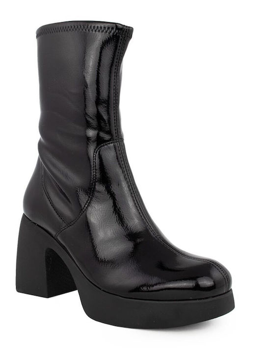 Wonders Women's Patent Leather Boots Black