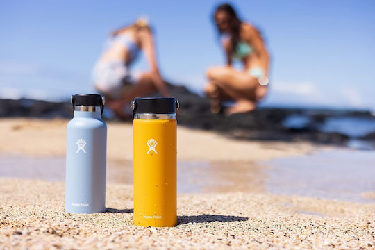 Hydro Flask Standard Mouth Thermosflasche Rostfreier Stahl BPA-frei 532ml Weiß mit Schlinge