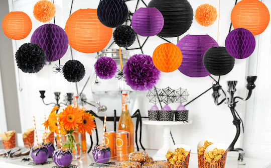 Set Laterne Für Party Halloween In Schwarz Farbe 16Stücke