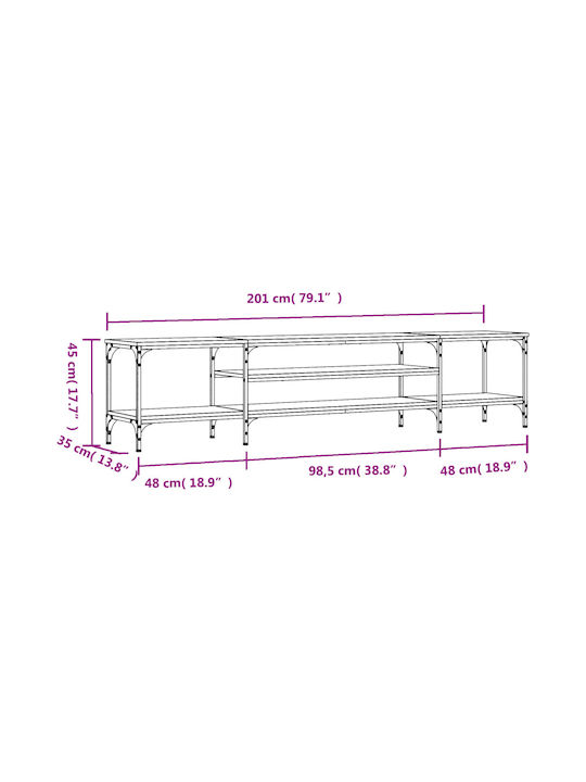 Stand TV Din Metală și Lemn De Stejar L201xA35xÎ45cm
