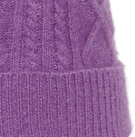 Pom Pom Beanie Unisex Beanie Gestrickt in Lila Farbe