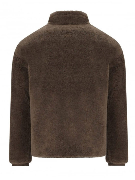 Men's Cardigan with Hood Brown