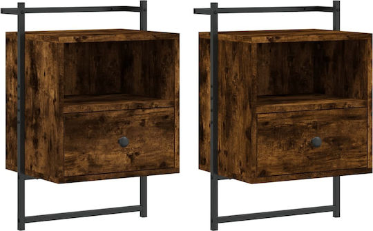 Wooden Bedside Tables with Metal Legs Smoky Oak 2 Pieces 40x30x61cm Wooden Bedside Tables with Metal Legs Smoky Oak 2 Pieces 40x30x61cm