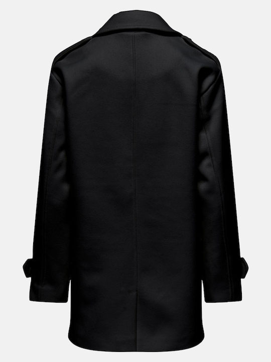 Ingrid Women's Black Coat with Buttons
