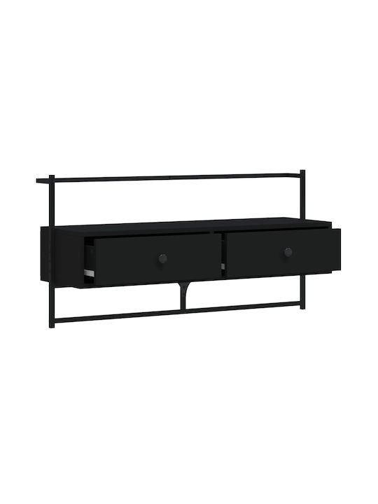 TV-Möbel Hölzernes Wandmontiertes Black L100.5xB30xH51cm