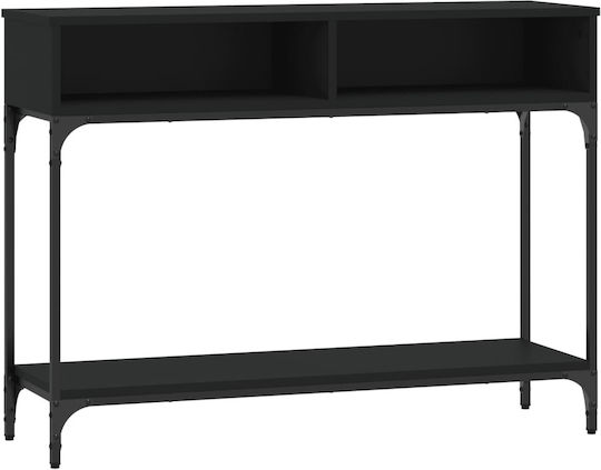 Wooden Console Table Black Velvet-Black Metal L100xW30.5xH75cm