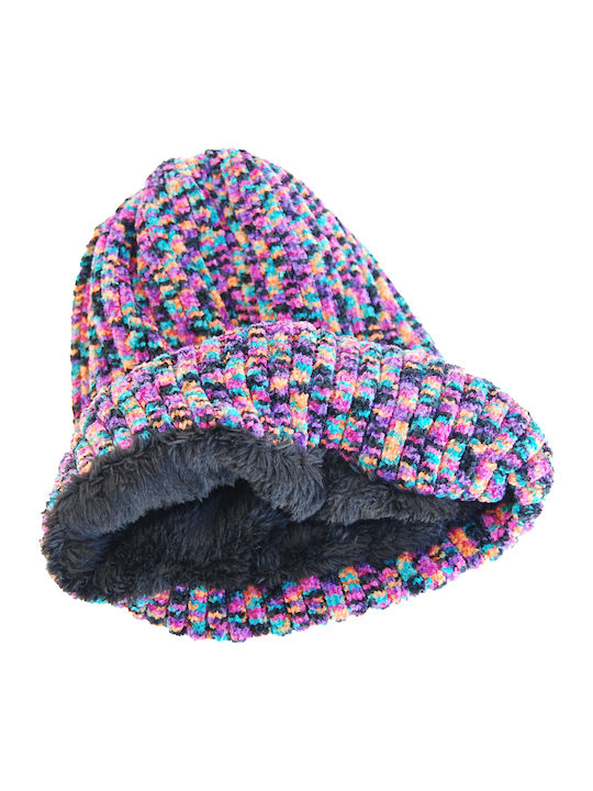 Unisex Set with Beanie Fleece - Polar Μωβ-Πολύχρωμο