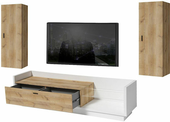 Σύνθετο Σαλονιού Talina Λευκό / Kingstone Oak Μ270xΒ48xΥ175εκ.