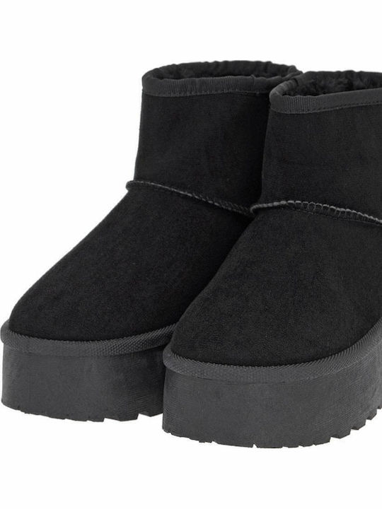 Ghete dama de catifea cu blană Negru