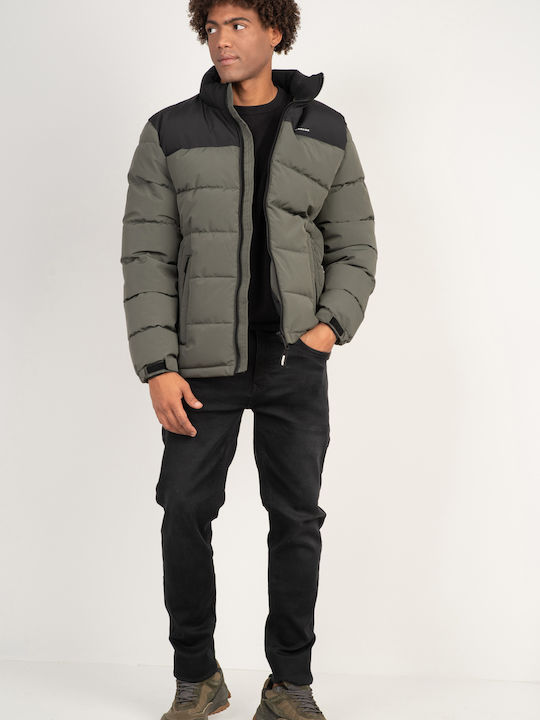 Rebase Herren Winter Jacke Lässig Khaki