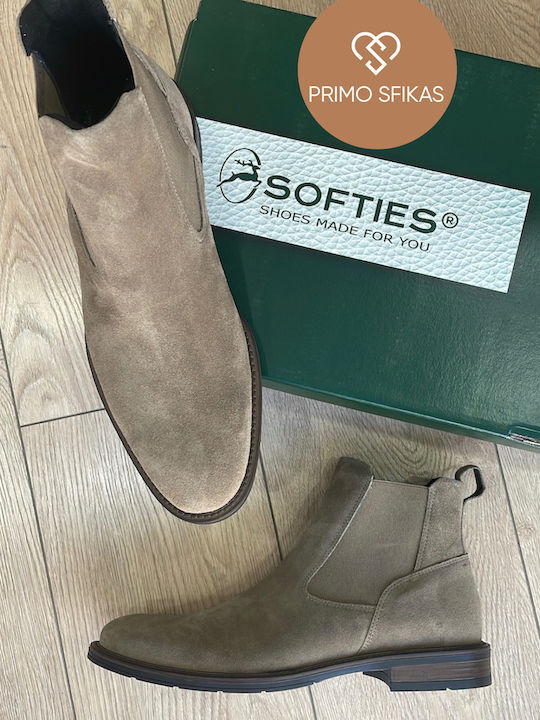 Softies Men's Leather Boots Beige