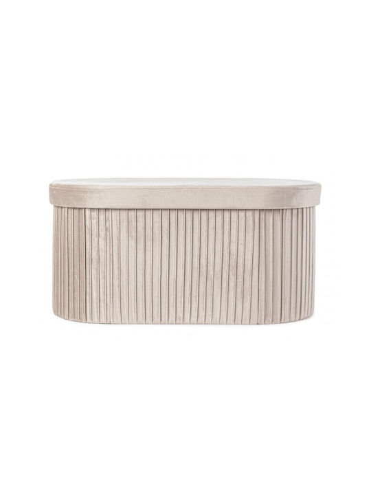 Stool Bench Stool With Storage Space Upholstered with Velvet Jocelyn Beige 76x38x38cm