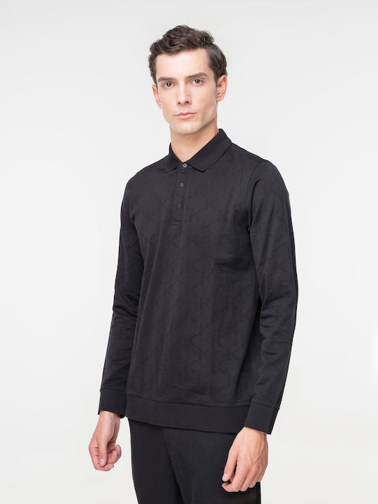 Karl Lagerfeld Men's Long Sleeve Blouse Polo Black