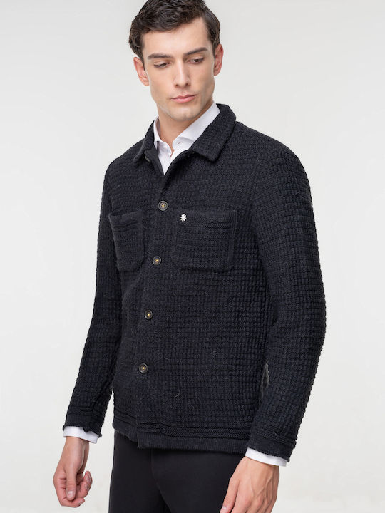 Manuel Ritz Men's Cardigan with Buttons Black