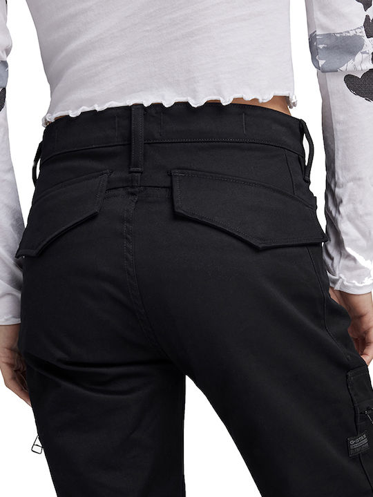 Dama Tesatura Pantaloni Cargo cu Croială Slim Negru