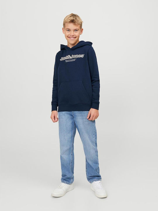 Kinder-Sweatshirt mit Kapuze und Taschen Marineblau