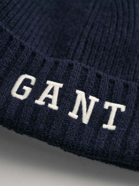 Gant Unisex Set mit Beanie Gestrickt in Blau Farbe