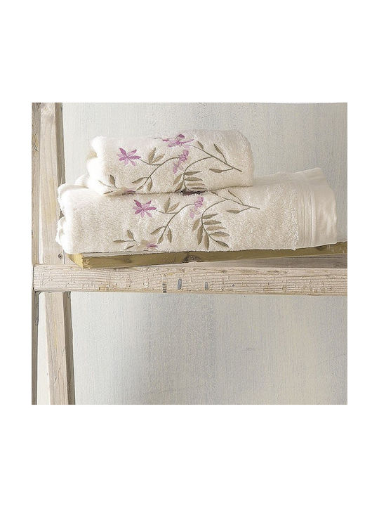 Rythmos Badetuchset 3Stk Annalise Ecru / Lilac Gewicht 470gr/m²