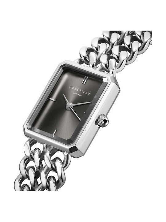 Rosefield Octagon Xs Watch with Silver Metal Bracelet
