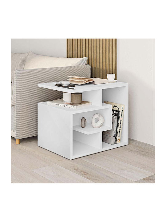 Rectangular Side Coffee Table Labirent Wooden White W54xL40xH45cm