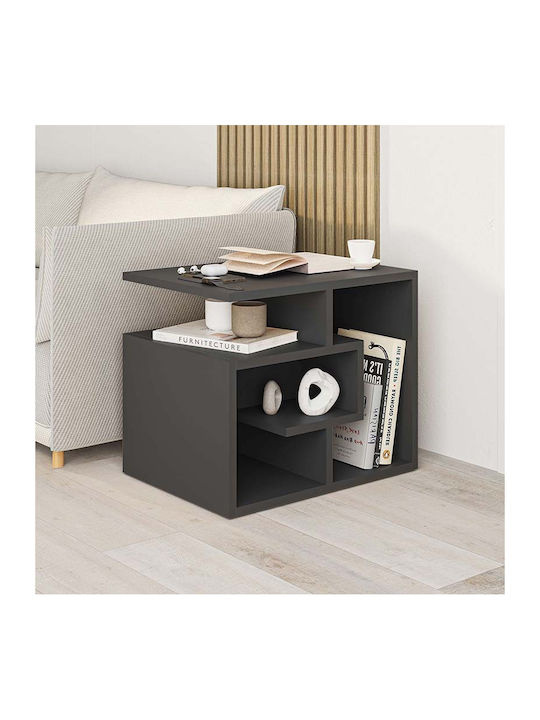 Rechteckiger Beistelltisch Labirent Holz Anthrazit M54xL40xH45cm Megapap