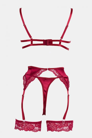 Decoro Set Sexy De Lenjerie Cu Jartiere Burgundy