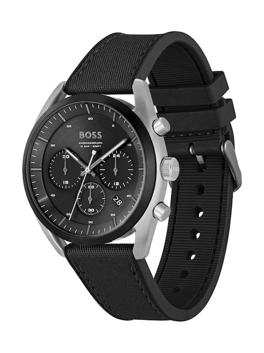 Hugo Boss Uhr Chronograph Batterie mit Schwarz Stoffarmband