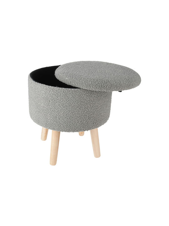 Stool For Living Room With Storage Space Upholstered with Fabric Grey 35x35x40cm