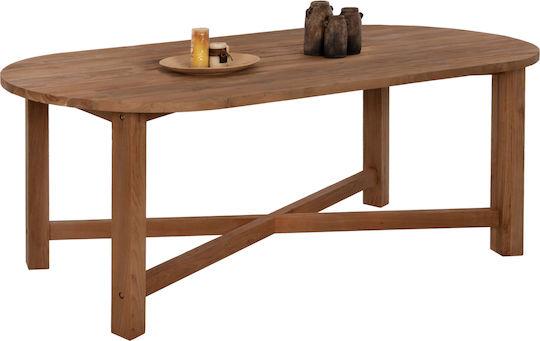 Kutai Ovaler Esszimmer- und Küchentisch aus Massivholz Natürlich 220x100x75cm