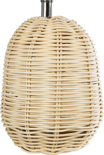 GloboStar Wood Table Lamp for Socket E27 with White Shade and Beige Base