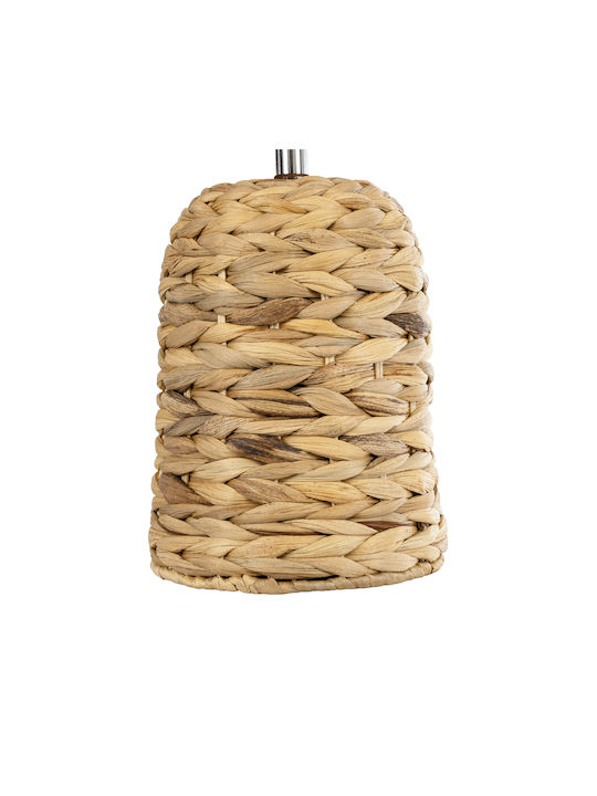 GloboStar Wood Table Lamp for Socket E27 with Beige Shade and Blue Base