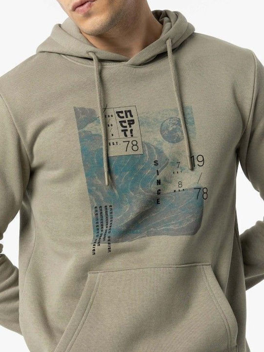 Tiffosi Herren Sweatshirt mit Kapuze und Taschen Beige