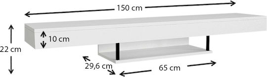 TV Stand Albares with LED Lighting White L150xD29.6xH22cm