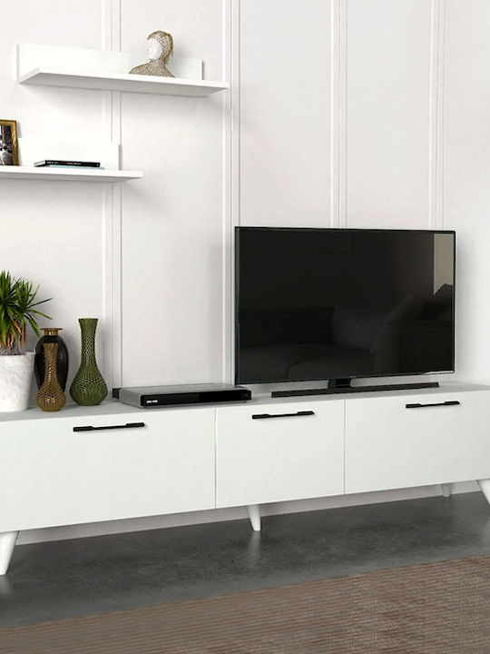 TV Stand Wooden Mareta White L180xW31.3xH42cm