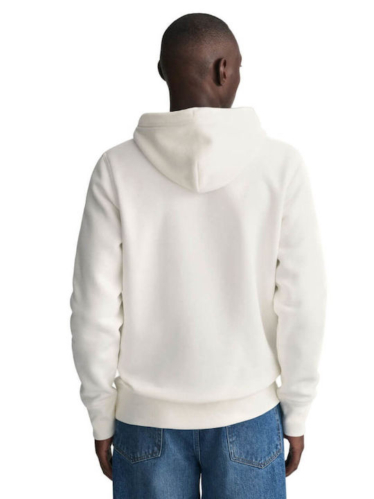 Gant Shield Herren Sweatshirt mit Kapuze Weiß
