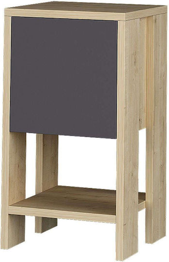 Sidon Wooden Bedside Table Φυσικό Οξιάς / Ανθρακί 30x30x55cm