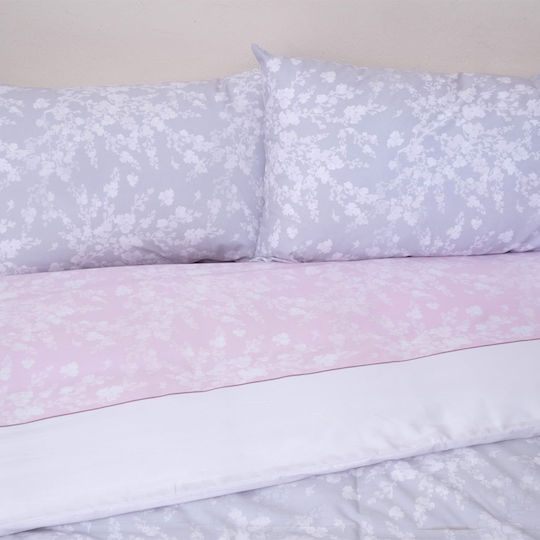 Viopros Σετ Παπλωματοθήκη Βαμβακερή 180x240cm Ημίδιπλη με Μαξιλαροθήκη Αλίκη Ροζ