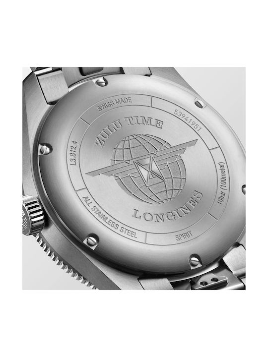 Longines Spirit Zulu Time Men's Watch 42mm Battery with Silver Metal Bracelet