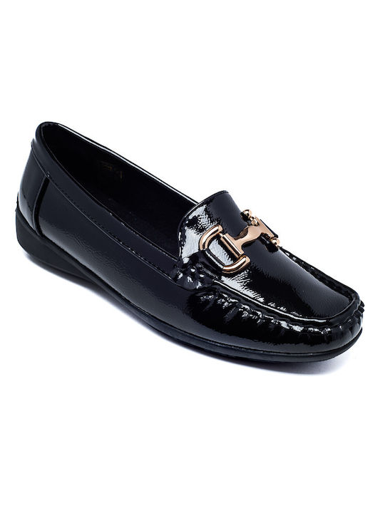 Soft & Flex Patent Leather Women's Moccasins in Black Color